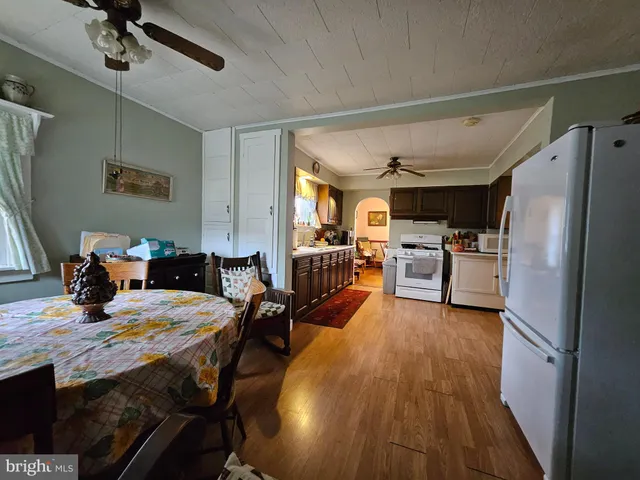 a bedroom with a bed and a furniture