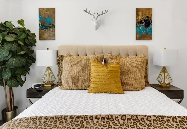 a bed room with a bed and a couch