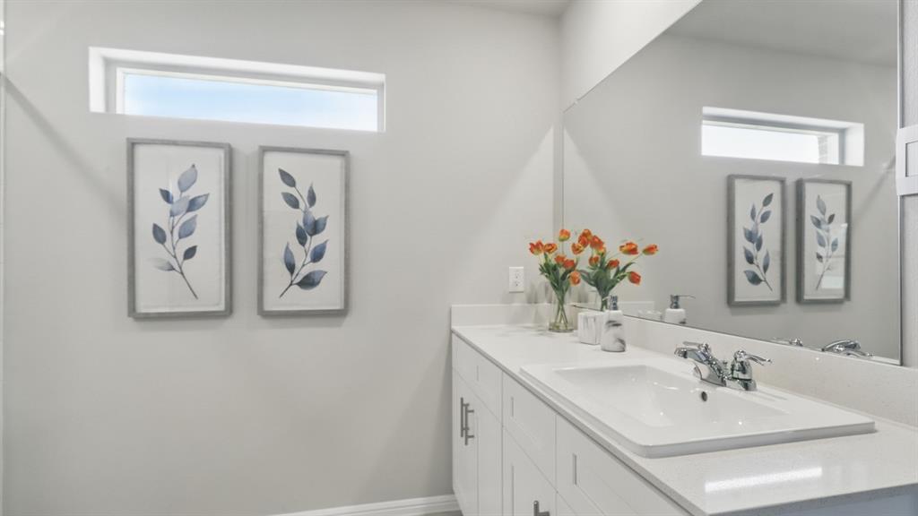 16413 Hudson Pr Way Justin, TX 76247 - Photo 22 of 36 a bathroom with a sink and a mirror