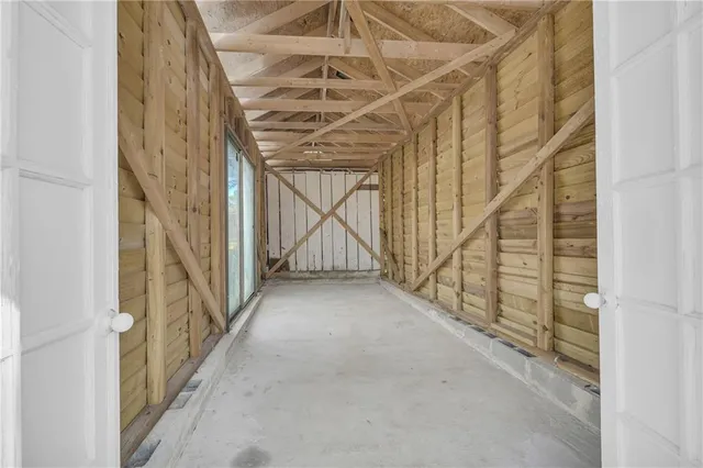 a view of a swimming pool with an outdoor space