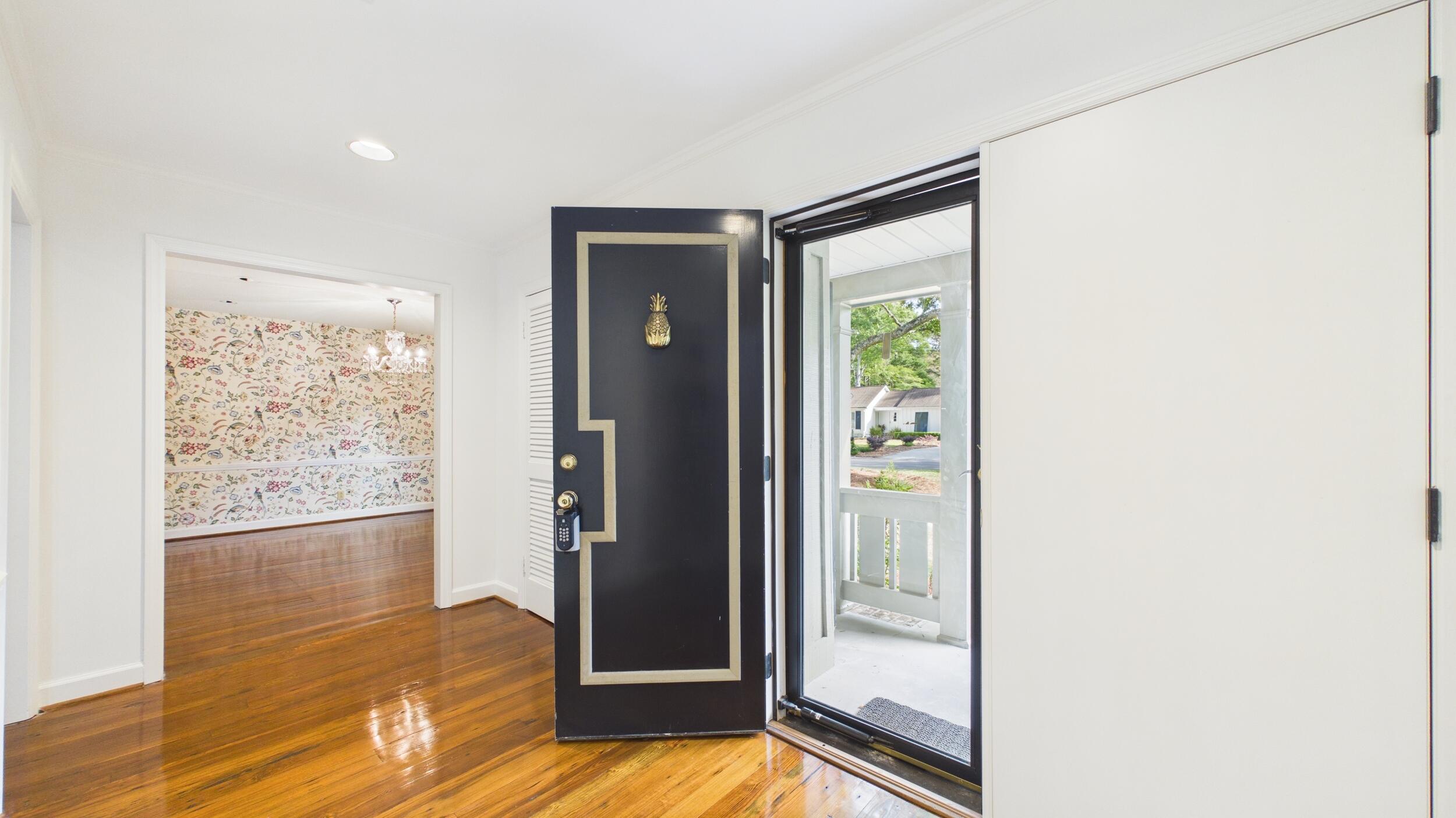 Foyer with heart pine floors