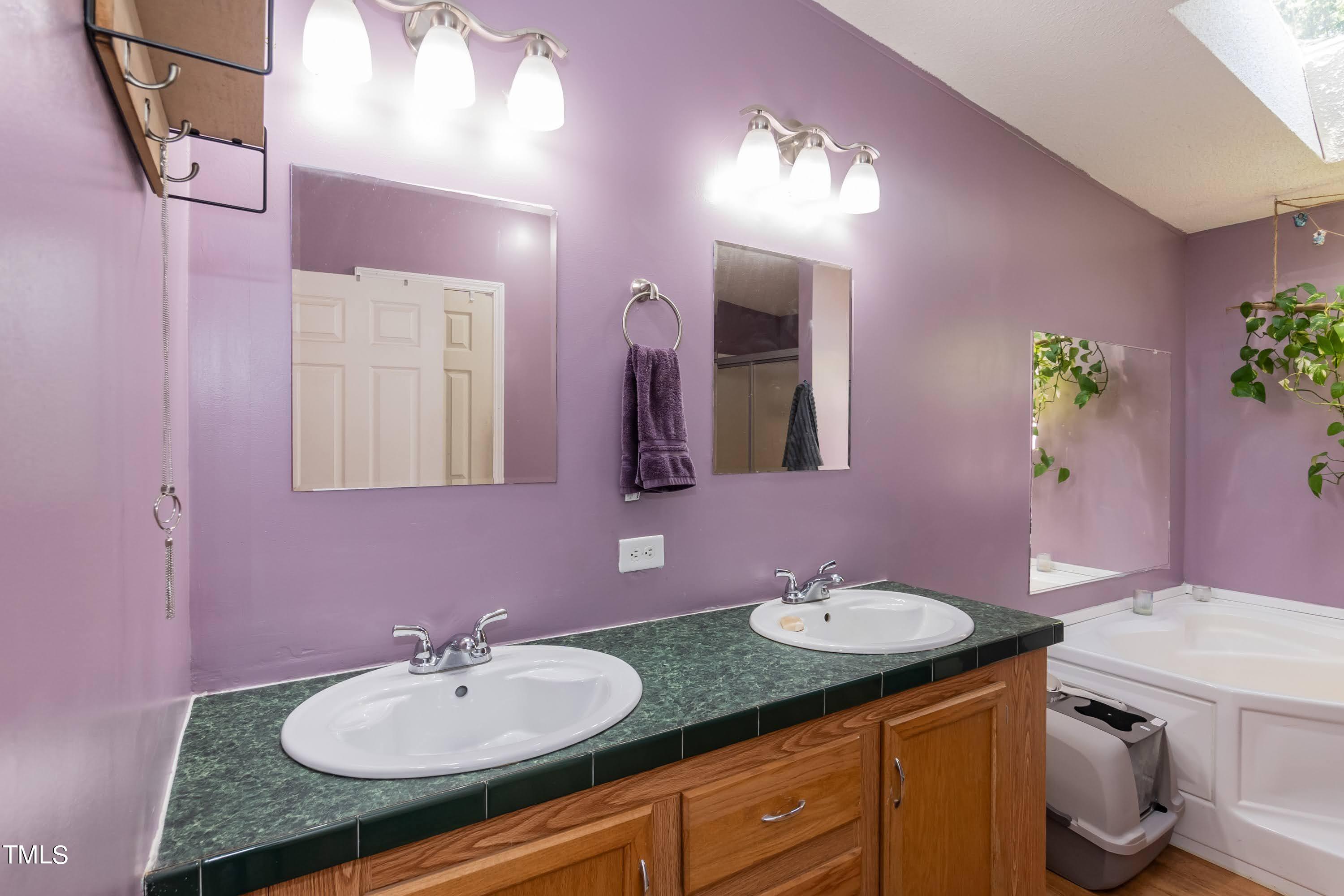 552 Locks Lane Rougemont, NC 27572 - Photo 26 of 45 a bathroom with a granite countertop sink and a mirror