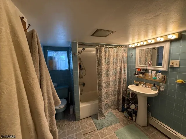 a bathroom with a sink a toilet and a shower