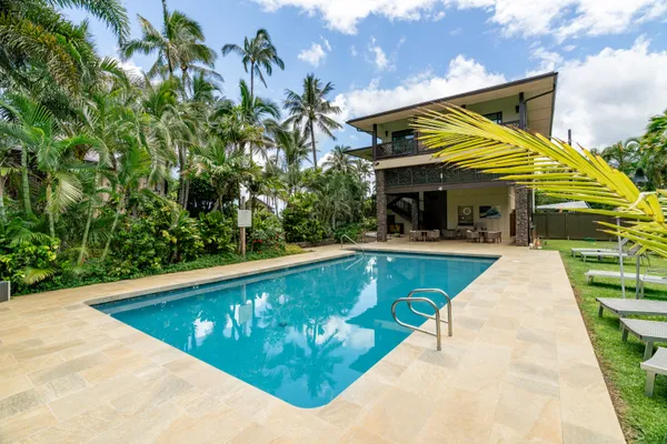 an aerial view of a highlighted house