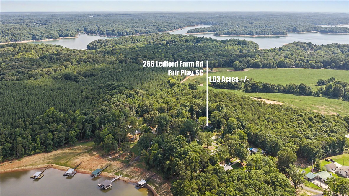 266 Ledford Farm Road Fair Play, SC 29643 - Photo 5 of 34 Vast green acreage featuring diverse tree coverage and lake access with multiple docks.