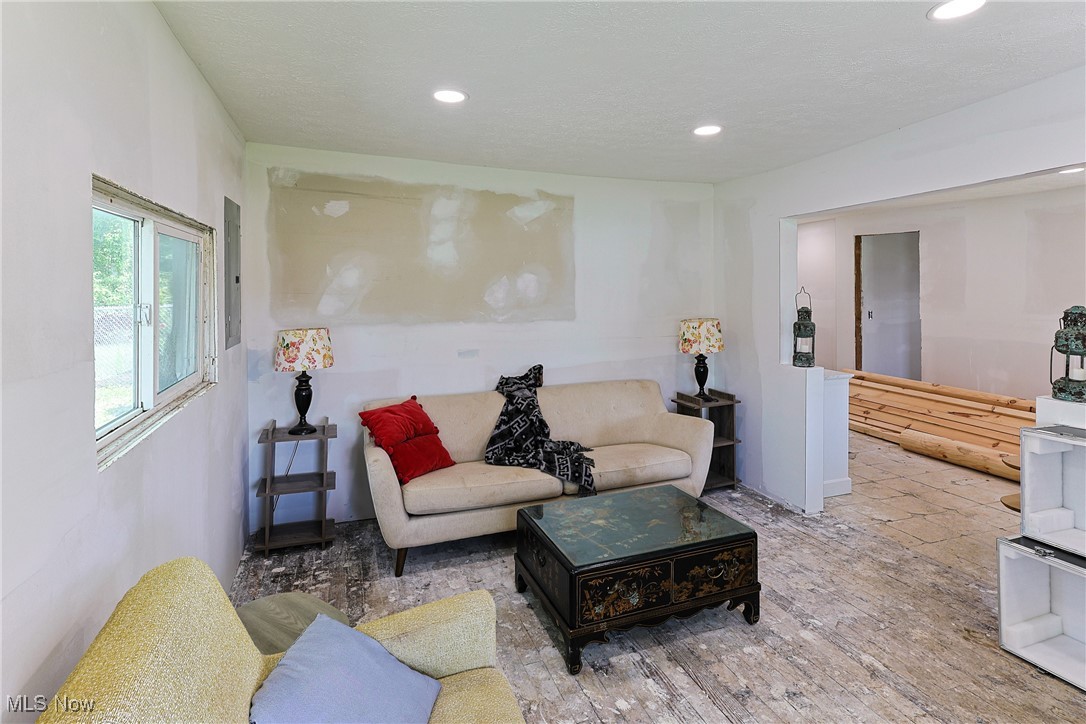 3407 State Rte 113 East Milan, OH 44846 - Photo 5 of 25 Living room featuring recessed lighting, wood finished floors, and electric panel