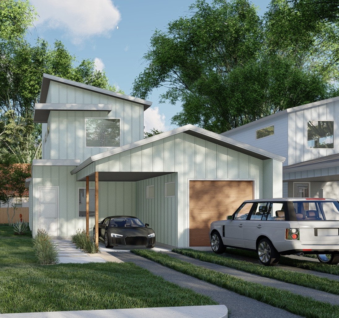 a house view with a garden space