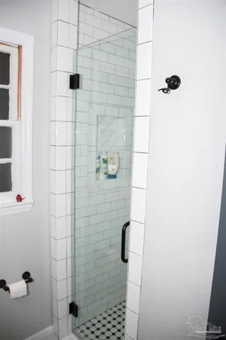 a bathroom with a shower