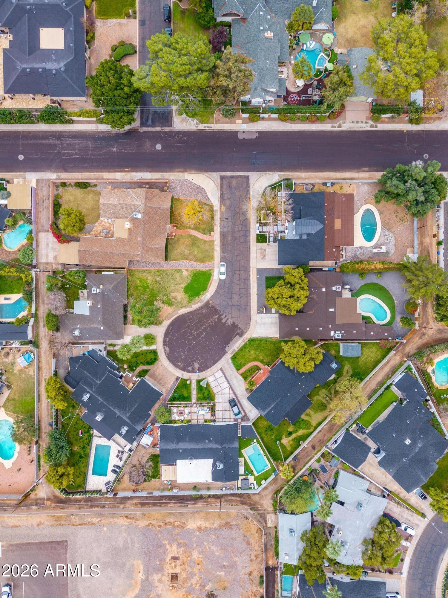 3033 North 53rd Street Phoenix, AZ 85018 - Photo 36 of 40 an aerial view of a house yard and street view