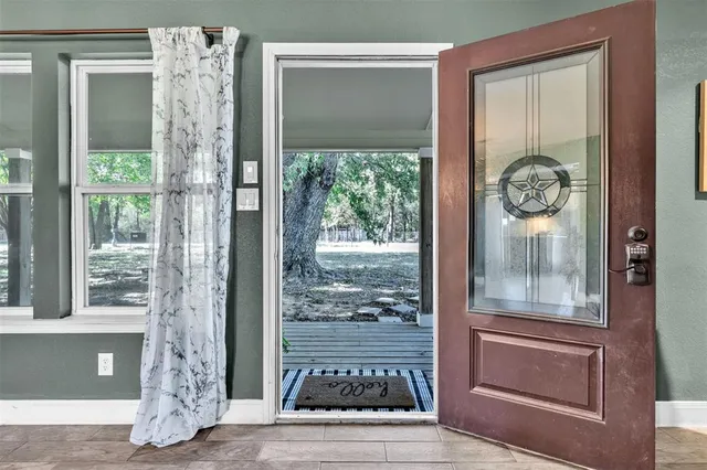 a glass door with a view of door