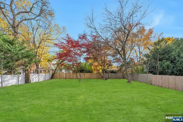a view of yard with grass and trees