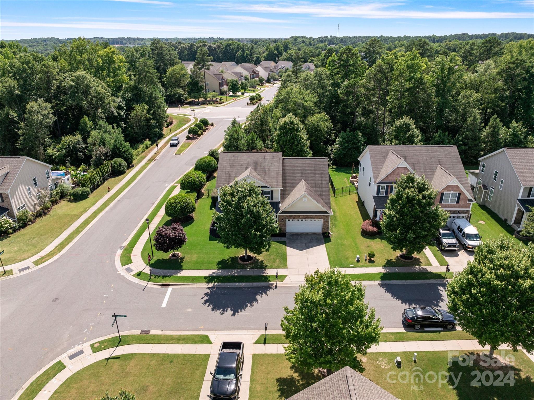 105 Annatto Way Fort Mill, SC 29708 - Photo 24 of 32 an aerial view of a house with a garden and swimming pool