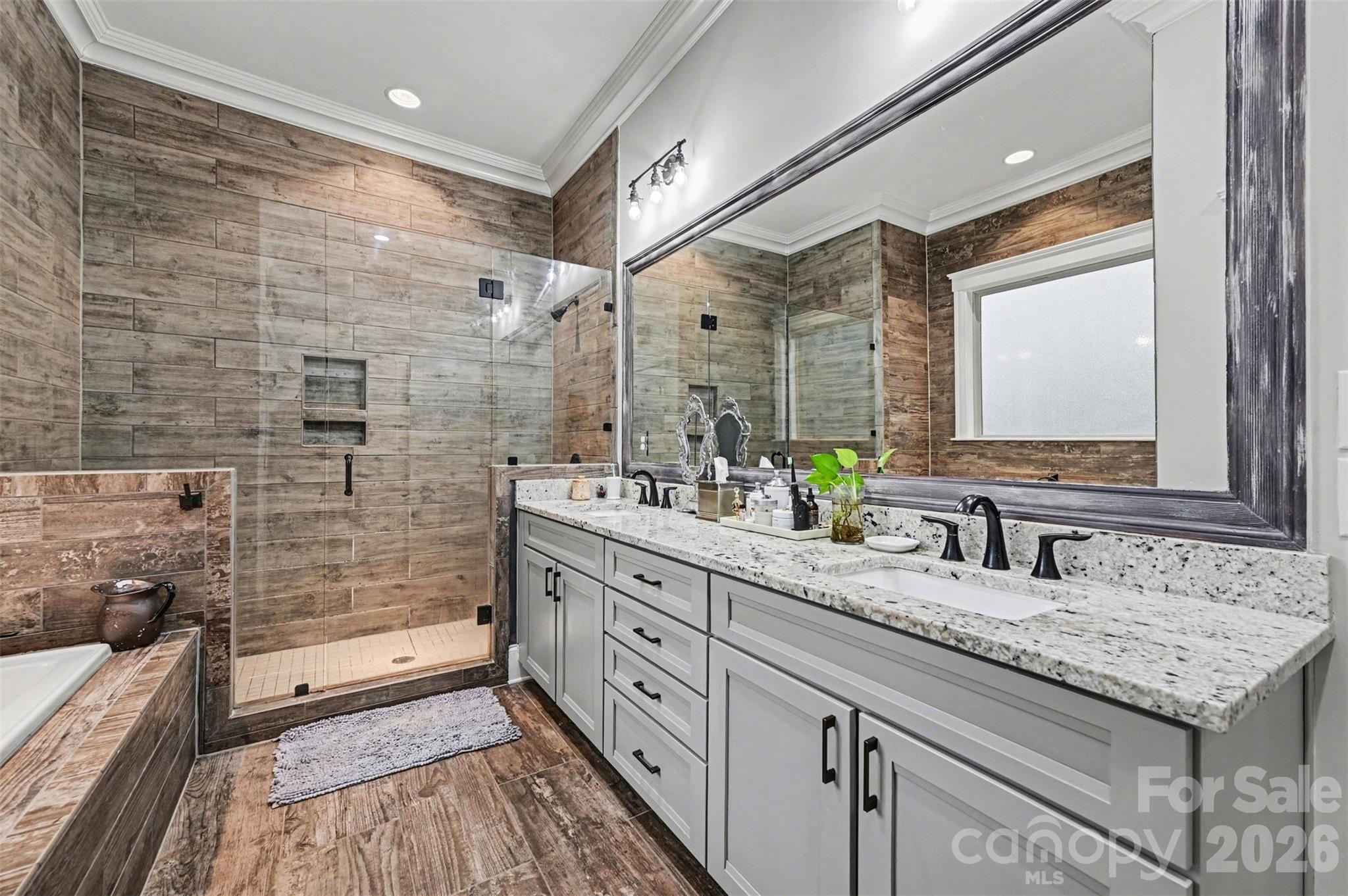 6302 Chimney Bluff Road Lancaster, SC 29720 - Photo 22 of 47 a bathroom with a granite countertop sink mirror and double