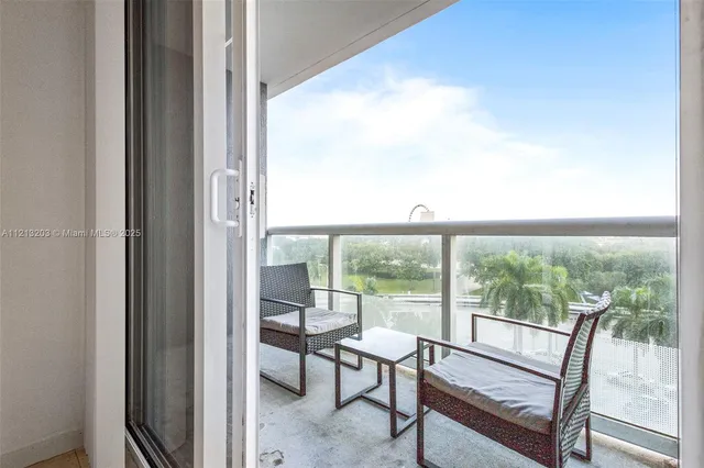 a patio view with a seating space