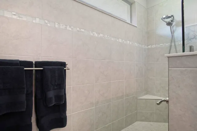 a bathroom with a shower