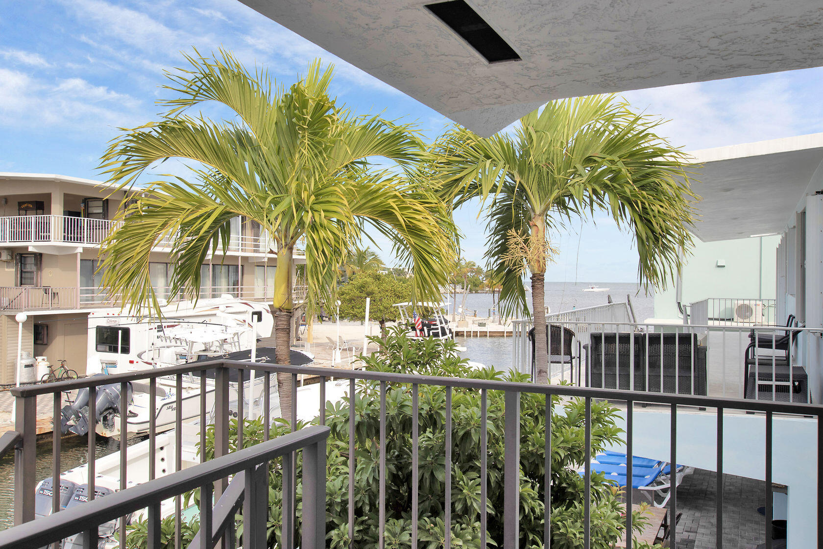 80 Seagate Boulevard Key Largo, FL 33037 - Photo 15 of 46 a view of a swimming pool with a lawn chairs and plants