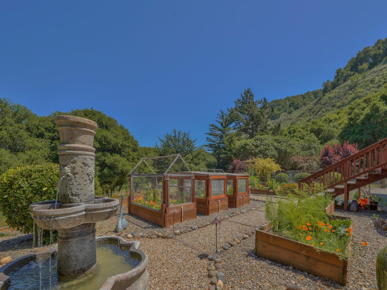 27470 Schulte Road Carmel, CA 93923 - Photo 49 of 56 a view of a backyard with plants and a patio