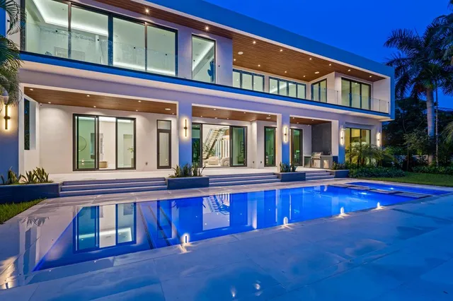 a view of a building with a swimming pool