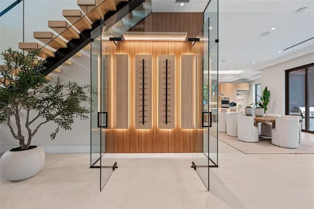a view of a living room and dining room