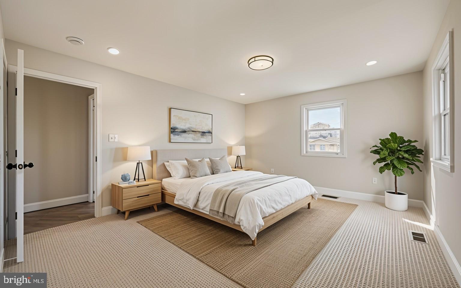 Primary bedroom virtually staged