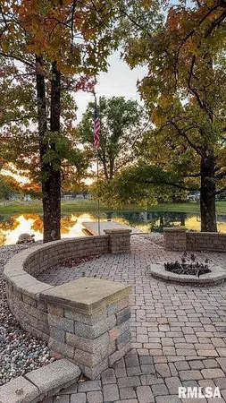 a view of a yard with wooden stairs