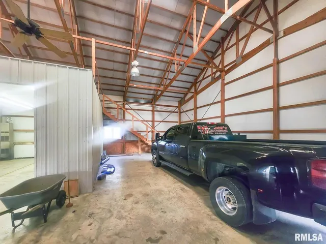 a car parked in a garage