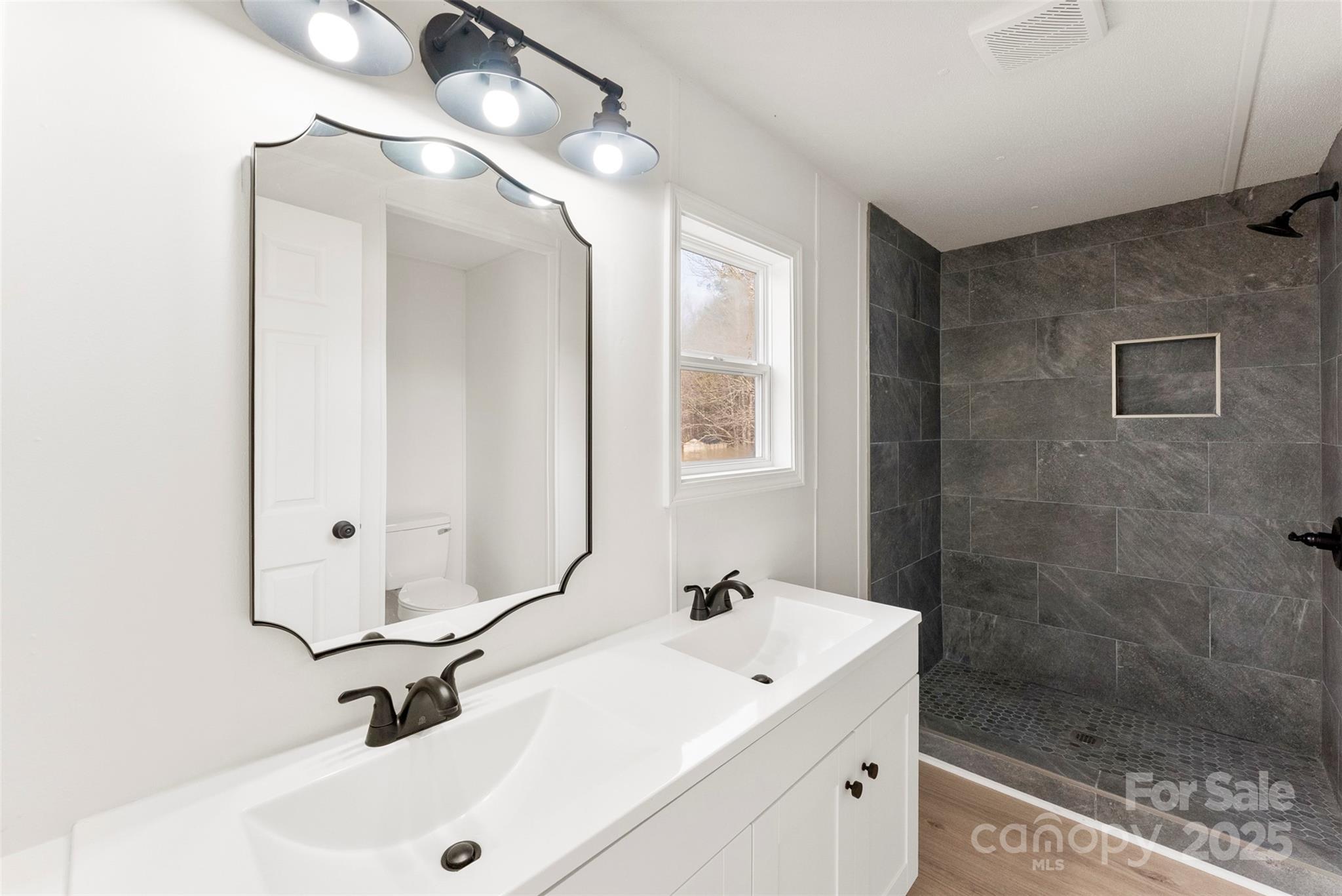 226 Muldoon Lane Clover, SC 29710 - Photo 16 of 31 a bathroom with a sink a mirror and a shower