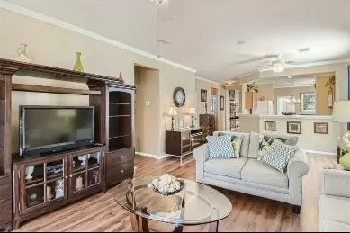 a living room with furniture and a flat screen tv