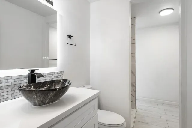 a view of a sink and a potted plant in a bathroom