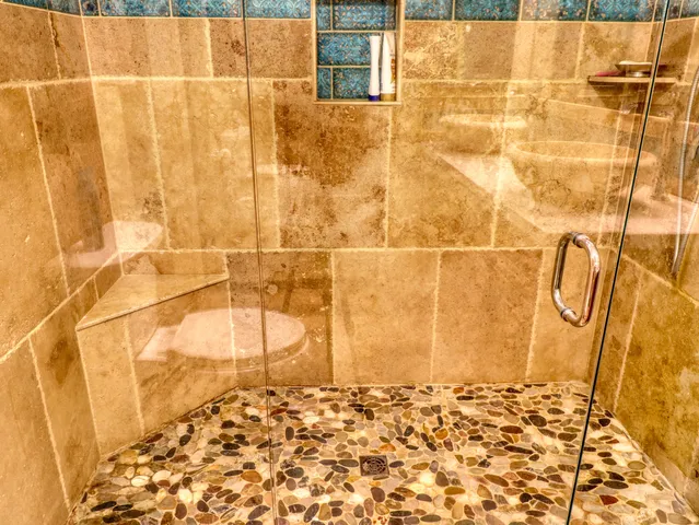 a bathroom with a shower