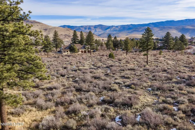 a view of a city with mountains in the background