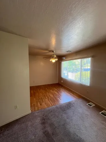 an empty room with windows