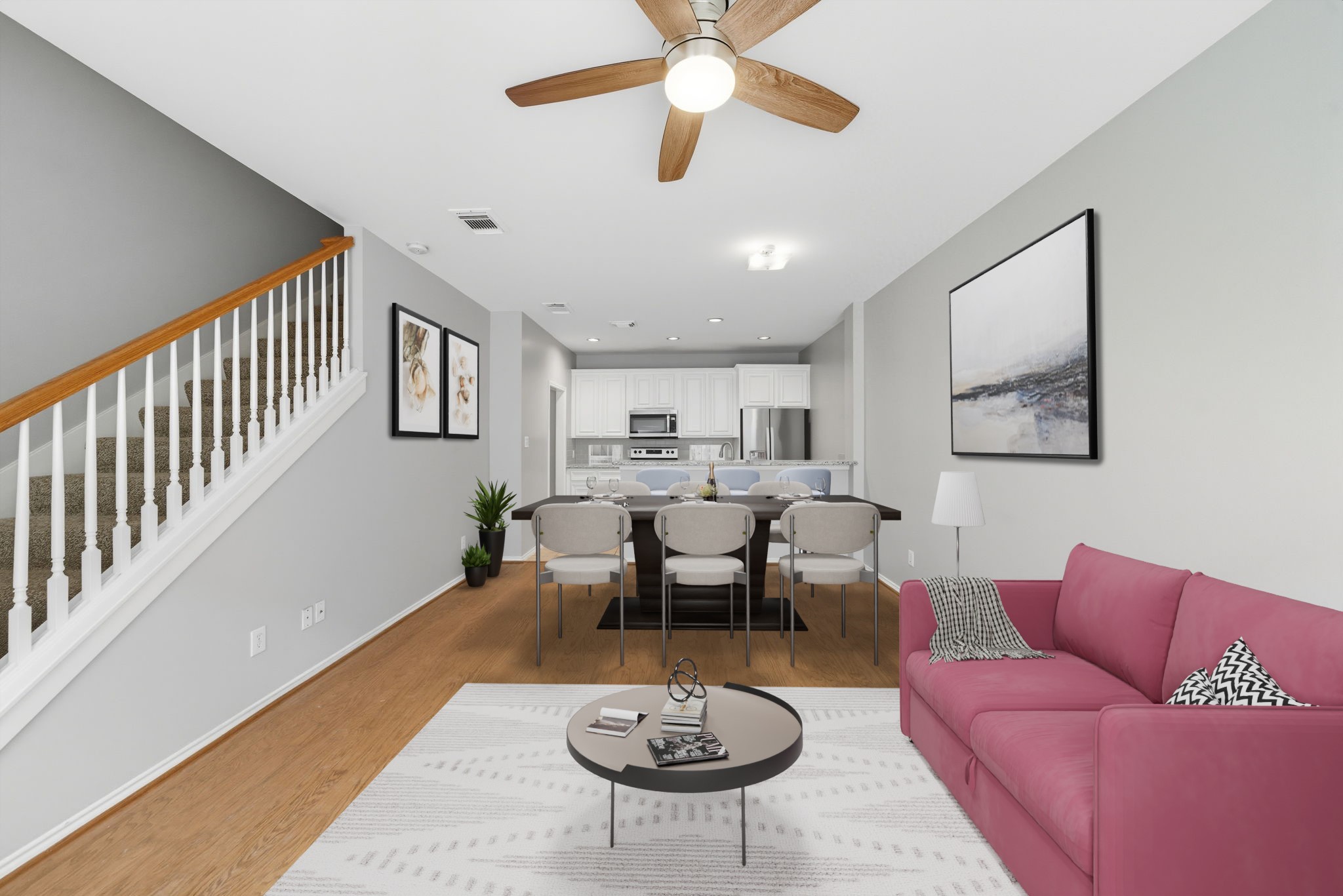 1507 Sutton Street Houston, TX 77006 - Photo 4 of 22 a living room with furniture a rug and a chandelier