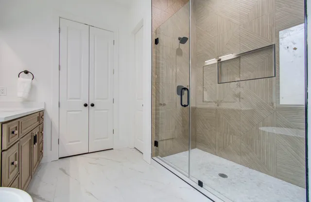 a bathroom with a shower