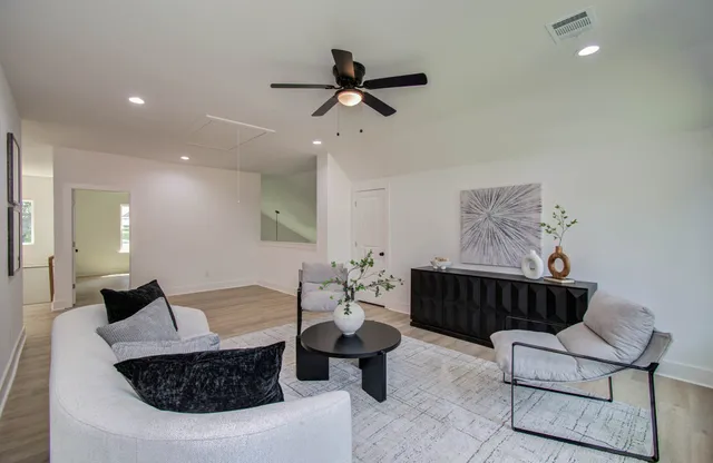 a living room with furniture