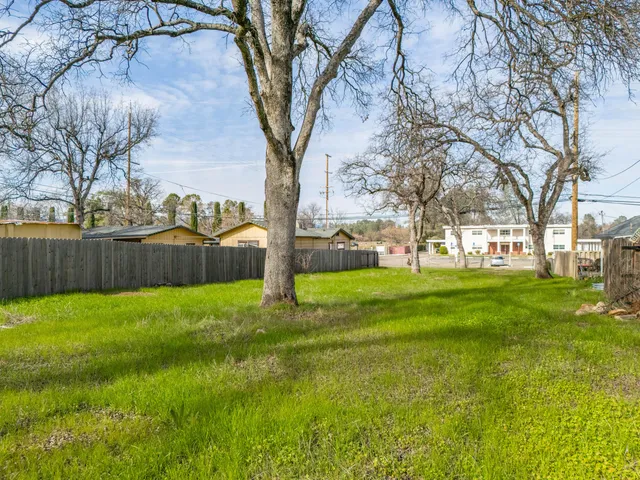 a view of a yard with a tree