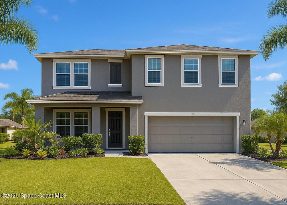 735 Sorrento Drive Cocoa, FL 32922 - Photo 1 of 23 a front view of a house with a yard and garage