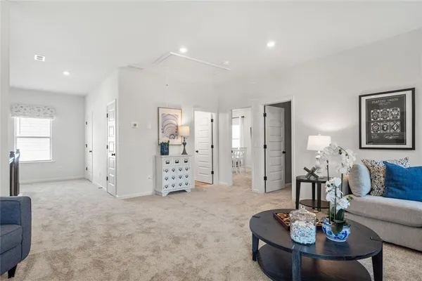 a bedroom with a bed and furniture