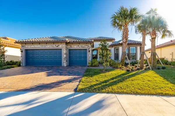 a view of house with yard and tree in front of it