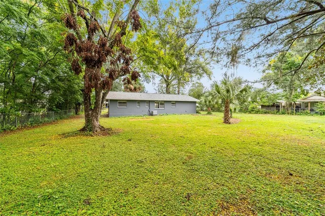 a view of backyard of house