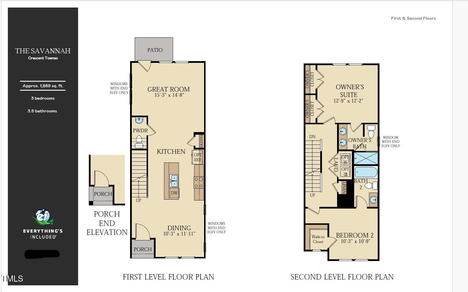 1505 Crescent Townes Way Raleigh, NC 27604 - Photo 25 of 26 Savannah Floor Plan - 1st and 2nd floor