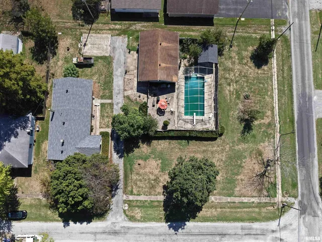 an aerial view of a house