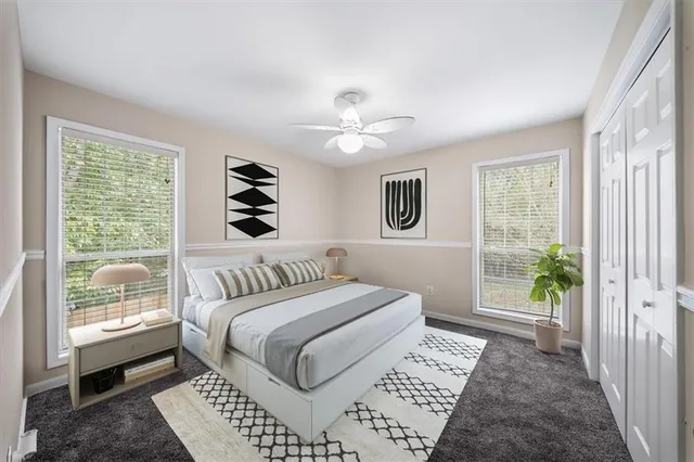 a workspace with furniture and a window