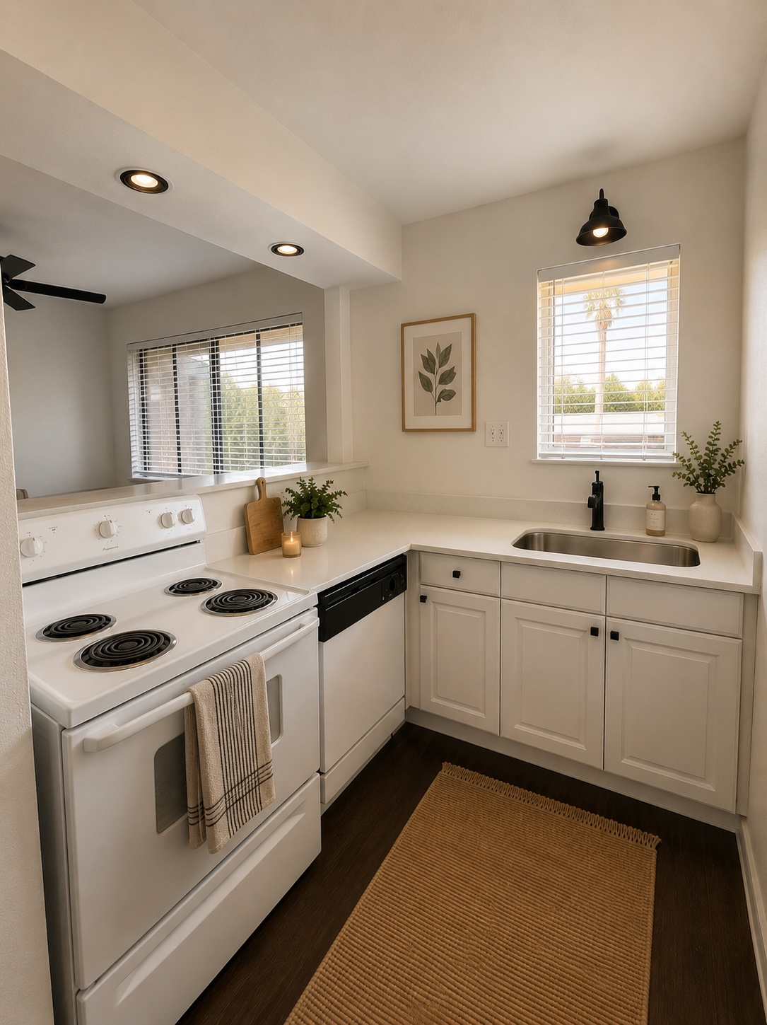 3304 Red River Street, Unit 203 Austin, TX 78705 - Photo 4 of 16 a kitchen with a stove a sink and a window