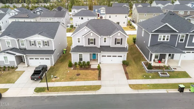an aerial view of a house
