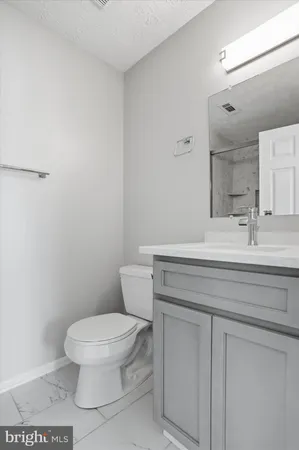a bathroom with a toilet a sink and mirror