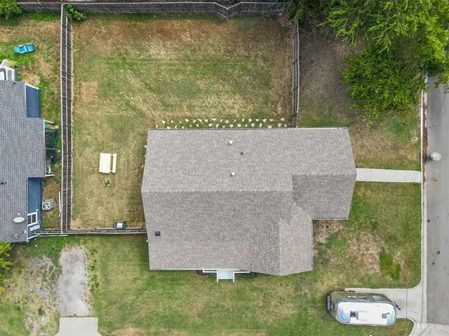 an aerial view of a house