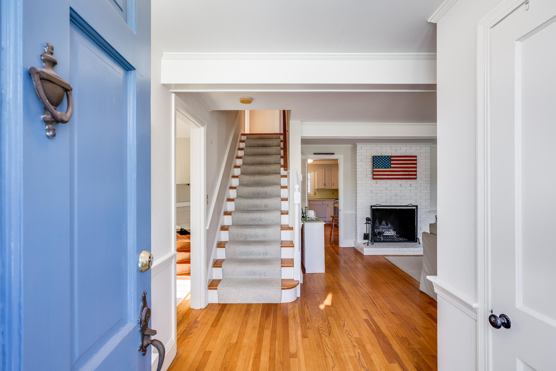 87 First Avenue Hyannis Port, MA 02601 - Photo 3 of 29 a view of a hallway with wooden floor and staircase