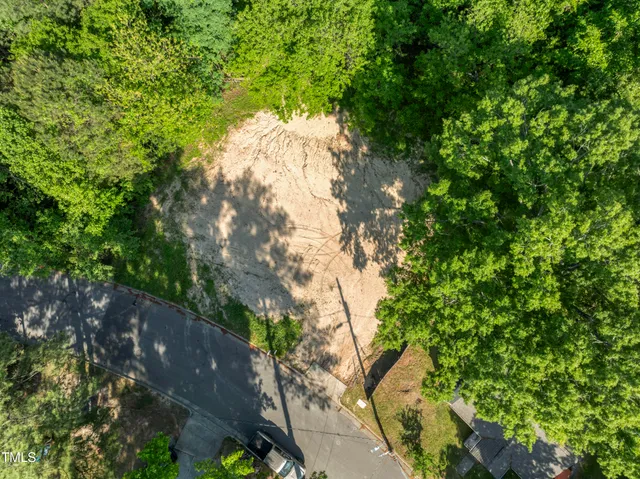 a backyard of a house with lots of green space and trees all around
