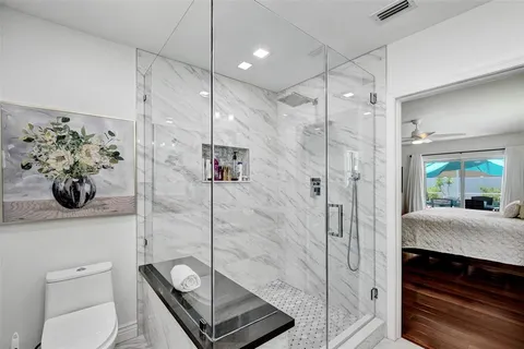 a bathroom with a shower